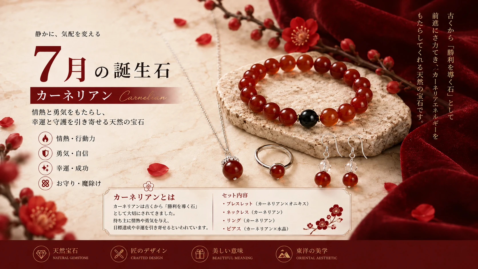 7月の誕生石カーネリアンのブレスレットを紹介する特集